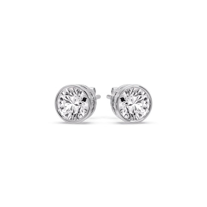 Round Cut Stud Bezel Set Earring Fascinating Diamonds