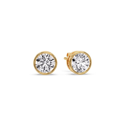 Round Cut Stud Bezel Set Earring Fascinating Diamonds
