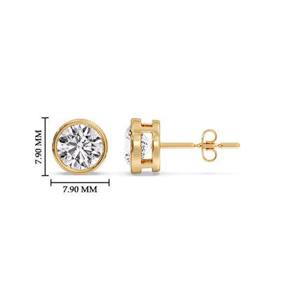Round Cut Stud Bezel Set Earring Fascinating Diamonds