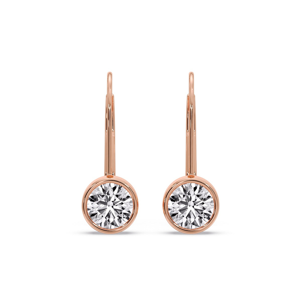 Lever Back Bezel Set Round Diamond Earrings Fascinating Diamonds