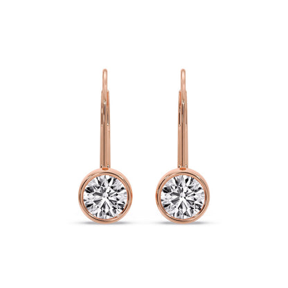 Lever Back Bezel Set Round Diamond Earrings Fascinating Diamonds