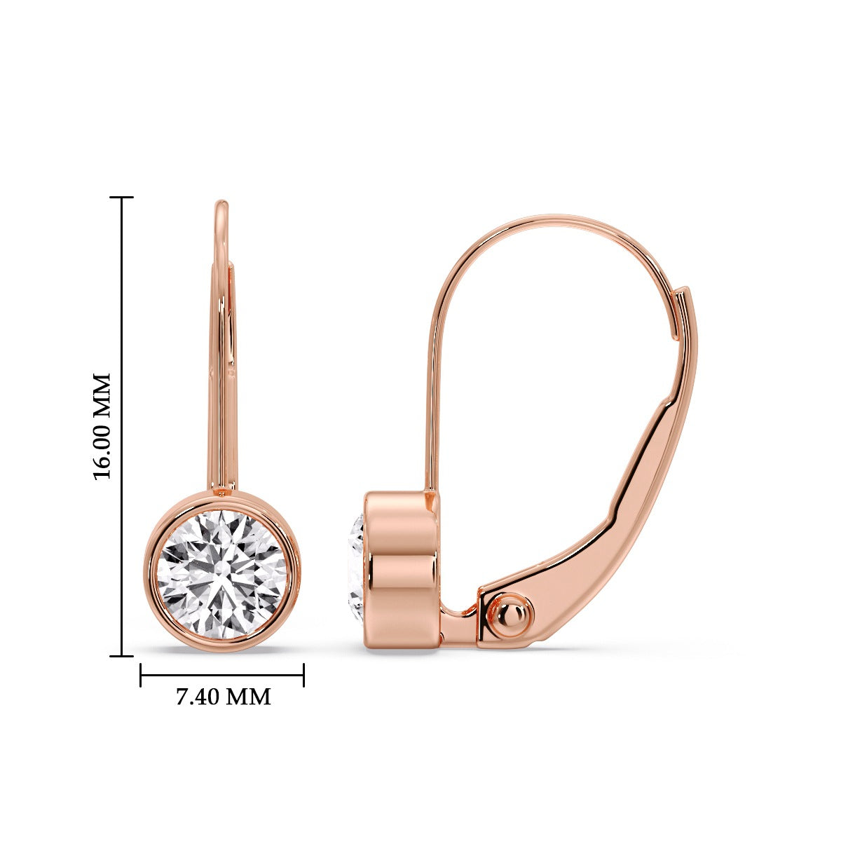 Lever Back Bezel Set Round Diamond Earrings Fascinating Diamonds