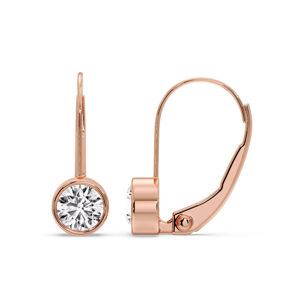 Lever Back Bezel Set Round Diamond Earrings Fascinating Diamonds