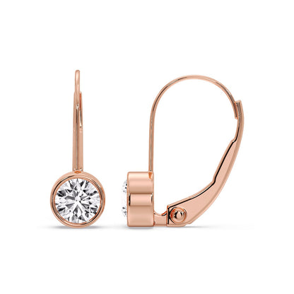 Lever Back Bezel Set Round Diamond Earrings Fascinating Diamonds