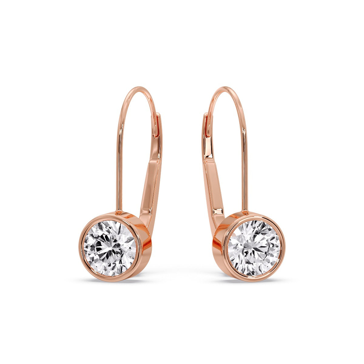 Lever Back Bezel Set Round Diamond Earrings Fascinating Diamonds