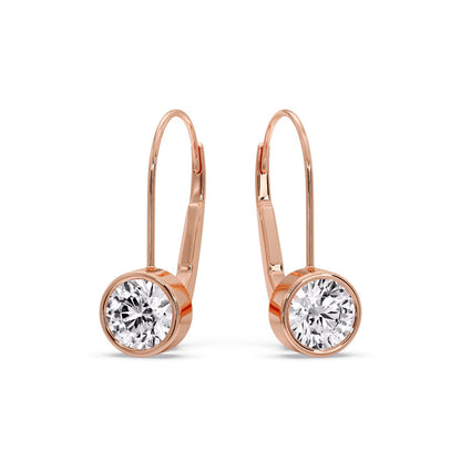 Lever Back Bezel Set Round Diamond Earrings Fascinating Diamonds