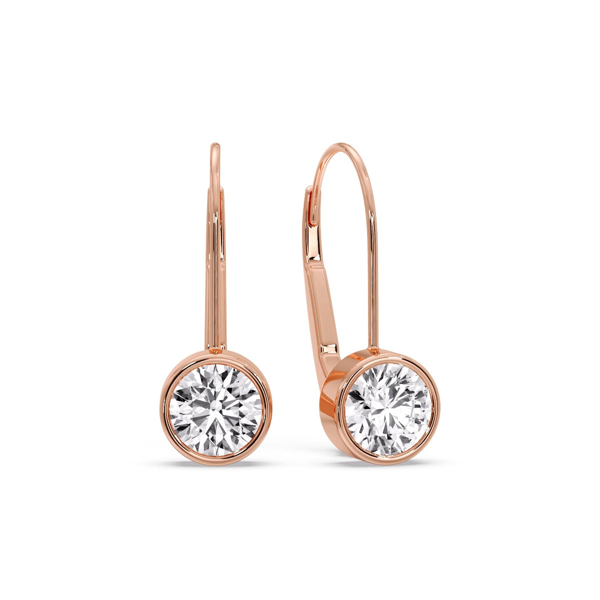 Lever Back Bezel Set Round Diamond Earrings Fascinating Diamonds