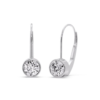 Lever Back Bezel Set Round Diamond Earrings Fascinating Diamonds