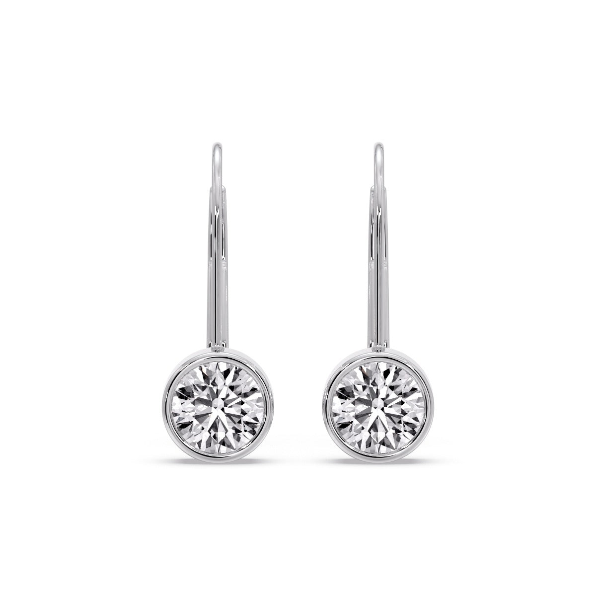 Lever Back Bezel Set Round Diamond Earrings Fascinating Diamonds