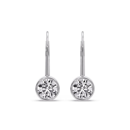 Lever Back Bezel Set Round Diamond Earrings Fascinating Diamonds