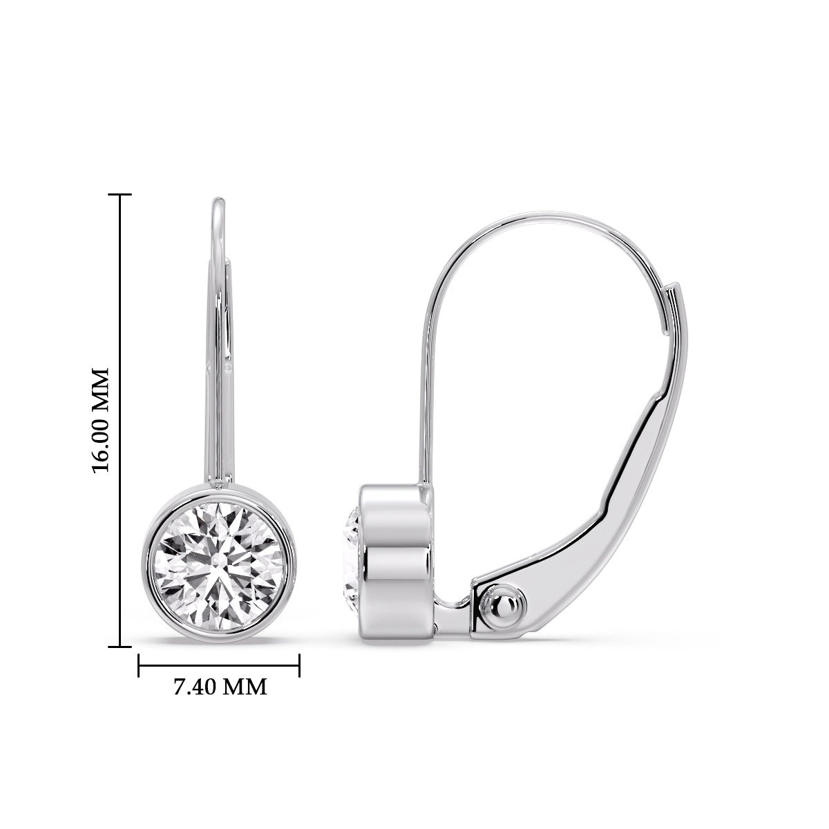 Lever Back Bezel Set Round Diamond Earrings Fascinating Diamonds