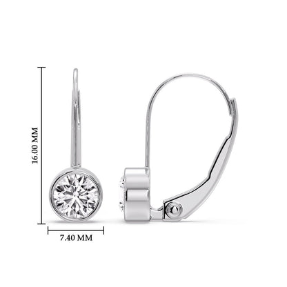 Lever Back Bezel Set Round Diamond Earrings Fascinating Diamonds