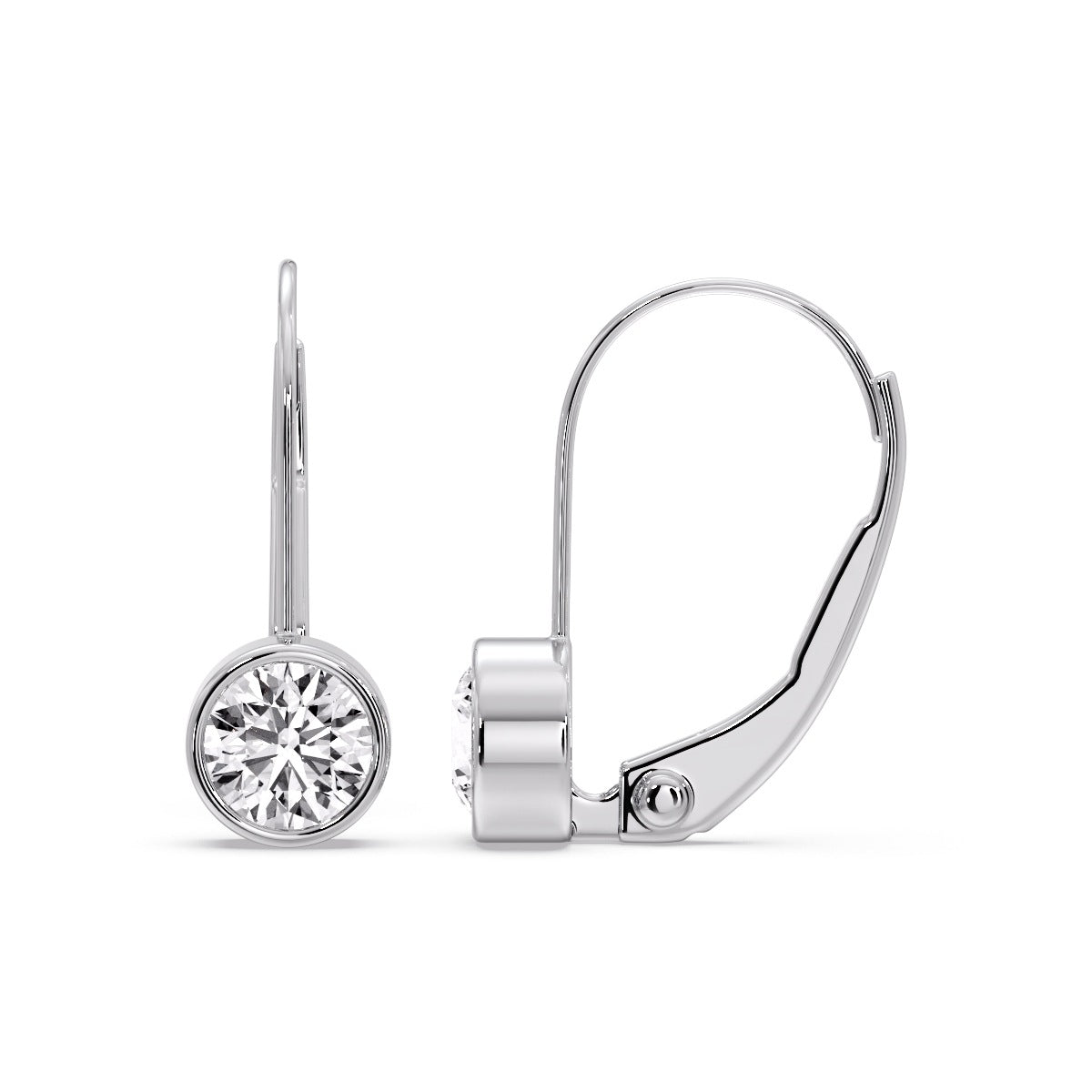 Lever Back Bezel Set Round Diamond Earrings Fascinating Diamonds
