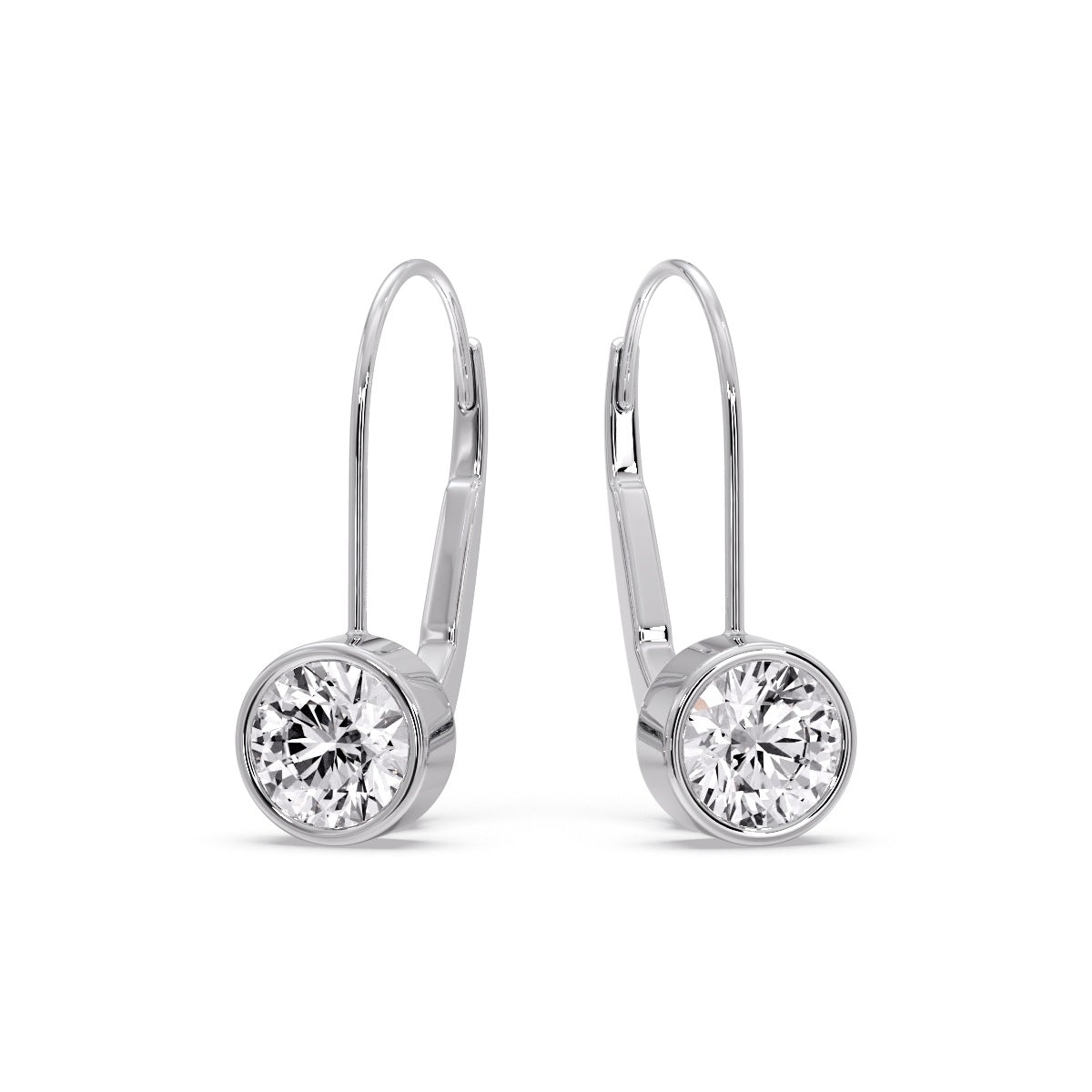 Lever Back Bezel Set Round Diamond Earrings Fascinating Diamonds