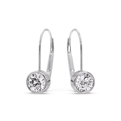 Lever Back Bezel Set Round Diamond Earrings Fascinating Diamonds