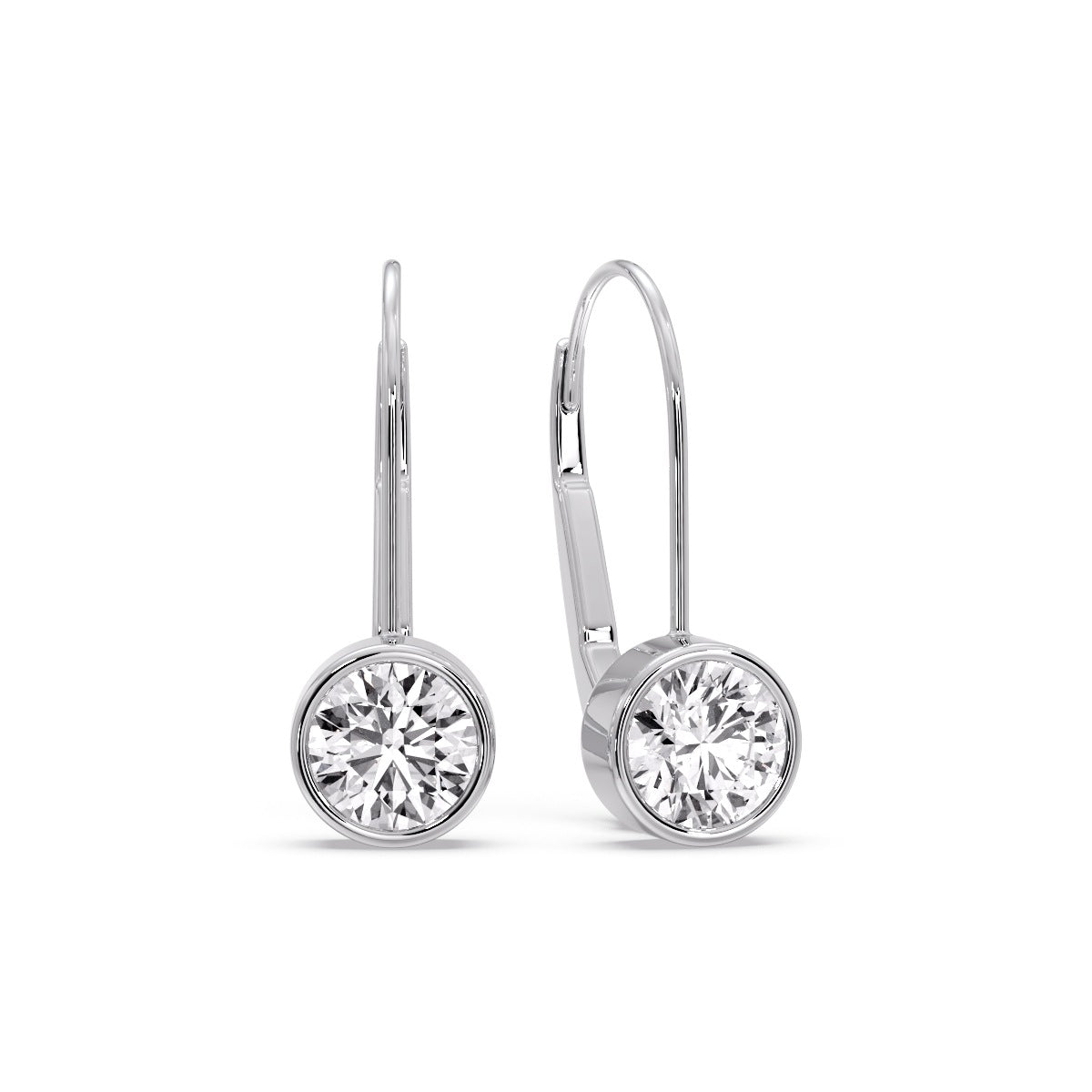Lever Back Bezel Set Round Diamond Earrings Fascinating Diamonds