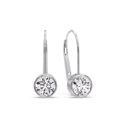 Lever Back Bezel Set Round Diamond Earrings Fascinating Diamonds