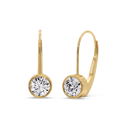 Lever Back Bezel Set Round Diamond Earrings Fascinating Diamonds