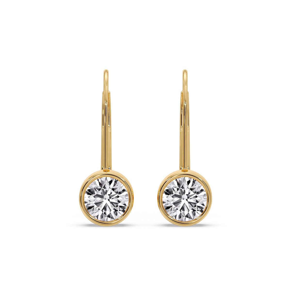 Lever Back Bezel Set Round Diamond Earrings Fascinating Diamonds