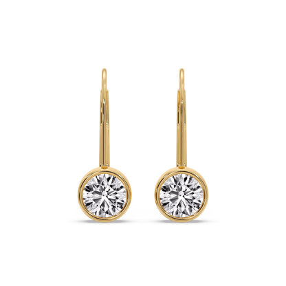 Lever Back Bezel Set Round Diamond Earrings Fascinating Diamonds
