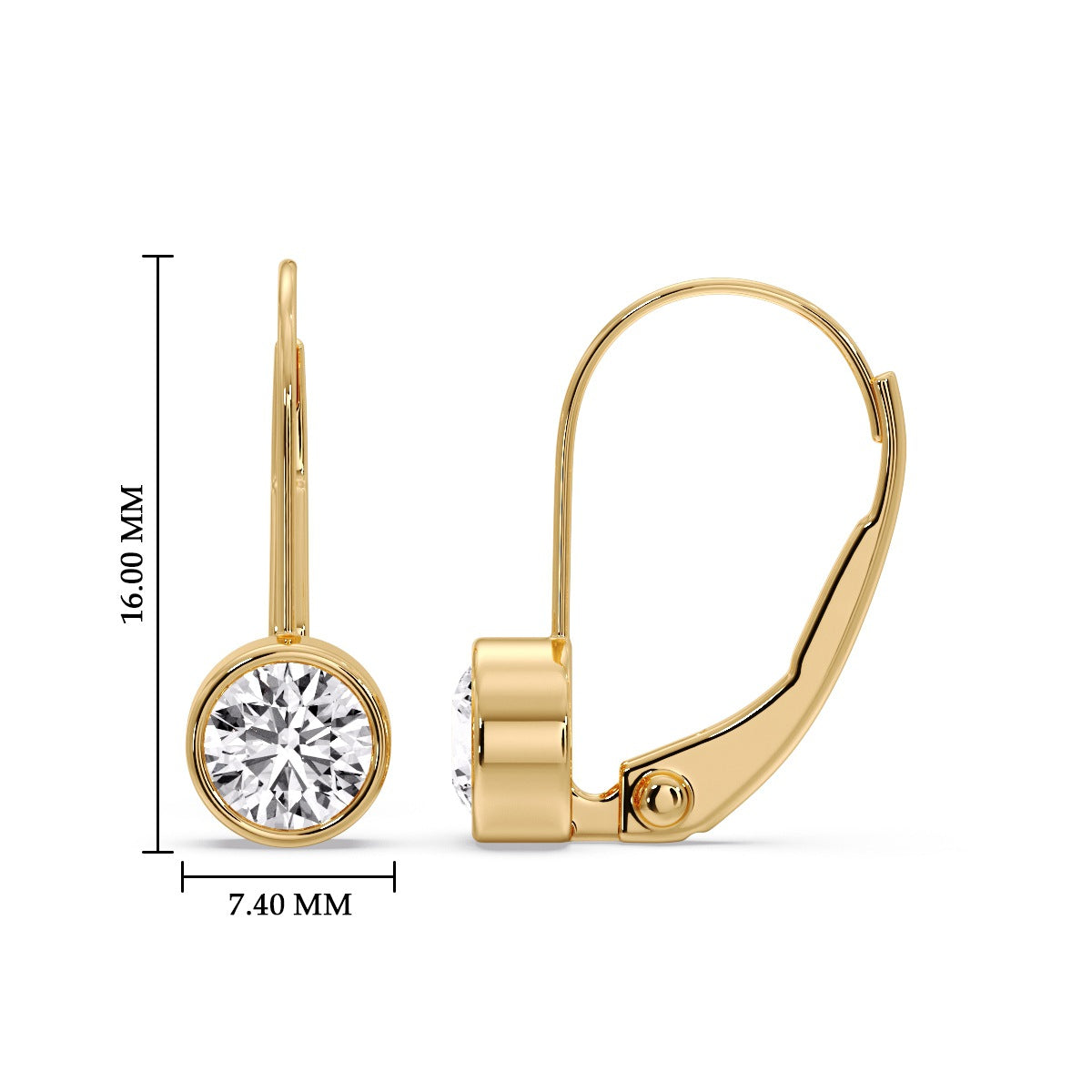 Lever Back Bezel Set Round Diamond Earrings Fascinating Diamonds