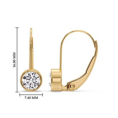Lever Back Bezel Set Round Diamond Earrings Fascinating Diamonds