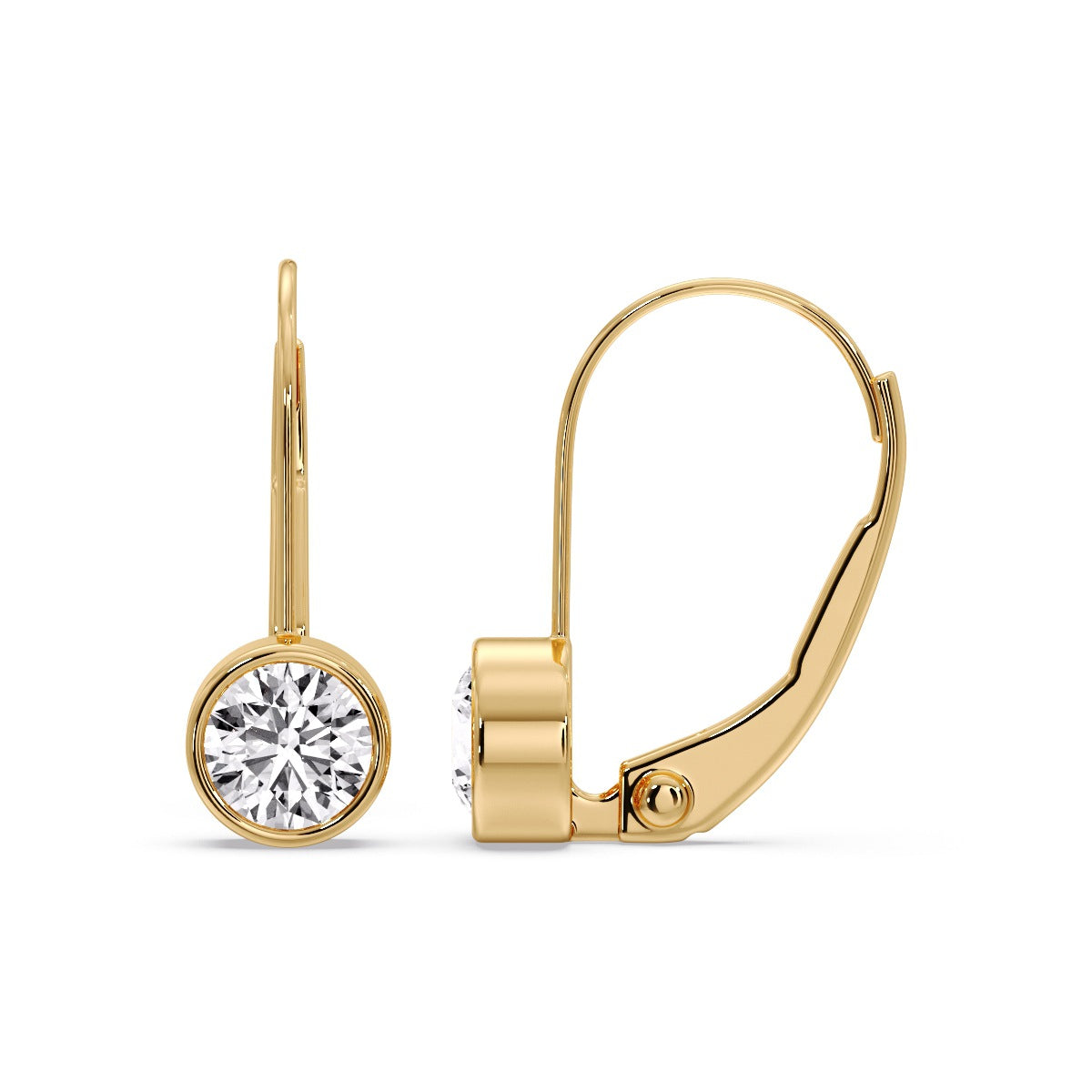 Lever Back Bezel Set Round Diamond Earrings Fascinating Diamonds