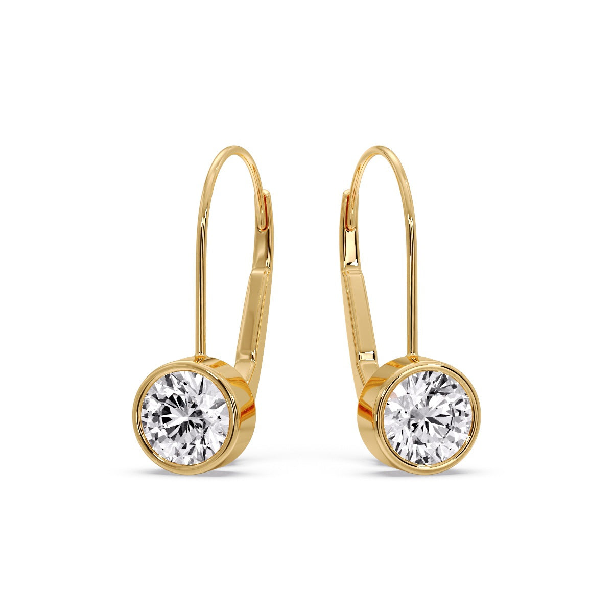 Lever Back Bezel Set Round Diamond Earrings Fascinating Diamonds