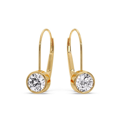 Lever Back Bezel Set Round Diamond Earrings Fascinating Diamonds