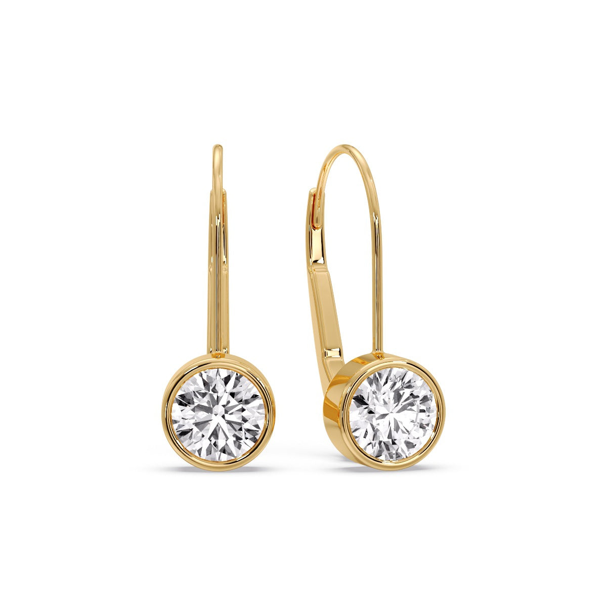 Lever Back Bezel Set Round Diamond Earrings Fascinating Diamonds