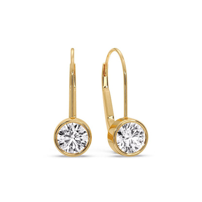 Lever Back Bezel Set Round Diamond Earrings Fascinating Diamonds