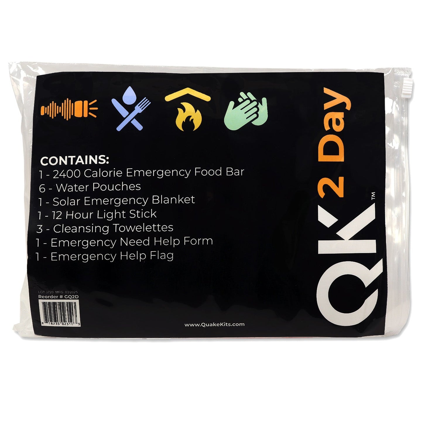 Quake Kits 2 Day Quick Grab Kit in Resealable Bag quakekits.com