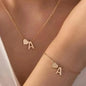 2-Piece Set: Metal Heart And English Letter Necklace And Bracelet DailySale