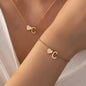 2-Piece Set: Metal Heart And English Letter Necklace And Bracelet DailySale