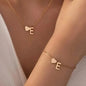 2-Piece Set: Metal Heart And English Letter Necklace And Bracelet DailySale