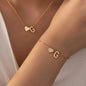 2-Piece Set: Metal Heart And English Letter Necklace And Bracelet DailySale