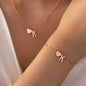 2-Piece Set: Metal Heart And English Letter Necklace And Bracelet DailySale