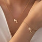 2-Piece Set: Metal Heart And English Letter Necklace And Bracelet DailySale