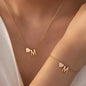 2-Piece Set: Metal Heart And English Letter Necklace And Bracelet DailySale