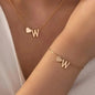 2-Piece Set: Metal Heart And English Letter Necklace And Bracelet DailySale