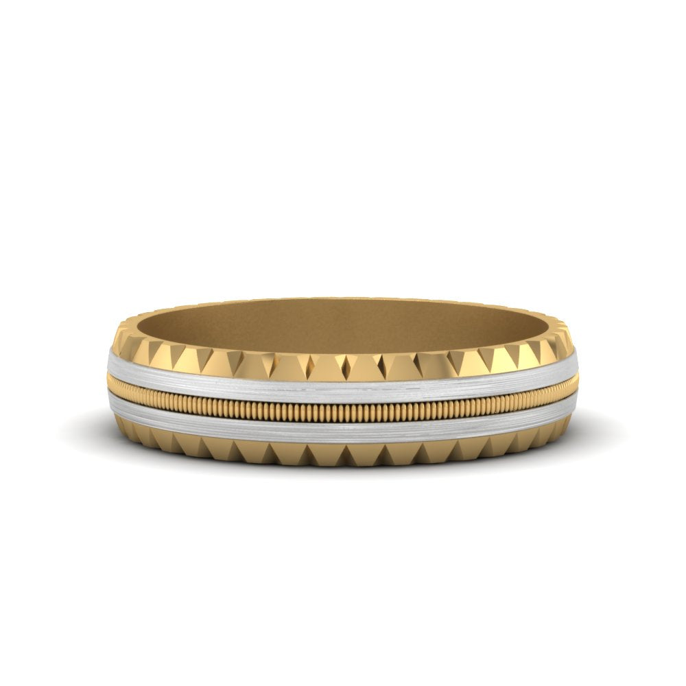 Milgrain Chiseled Band Fascinating Diamonds
