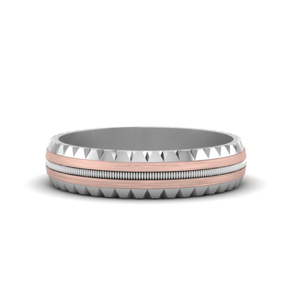 Milgrain Chiseled Band Fascinating Diamonds