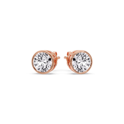Round Cut Stud Bezel Set Earring Fascinating Diamonds