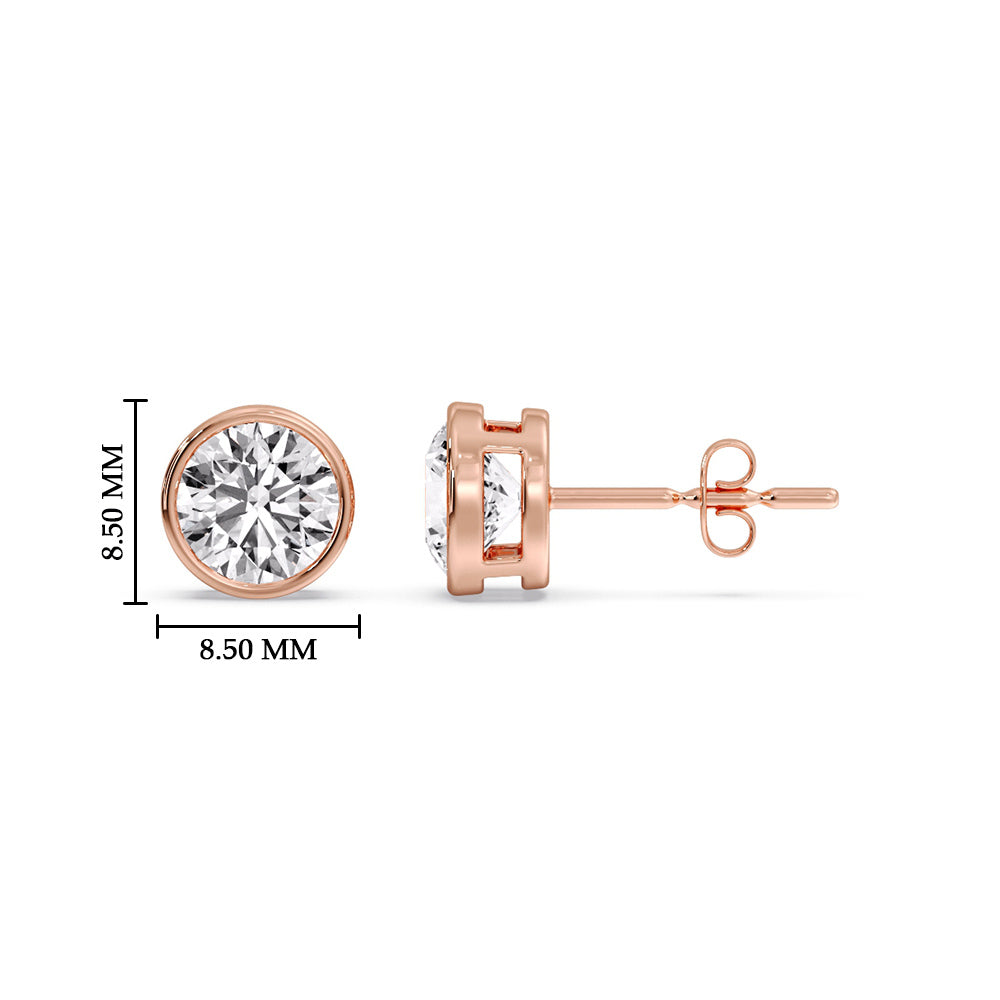 Round Cut Stud Bezel Set Earring Fascinating Diamonds