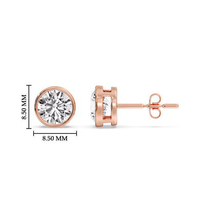 Round Cut Stud Bezel Set Earring Fascinating Diamonds