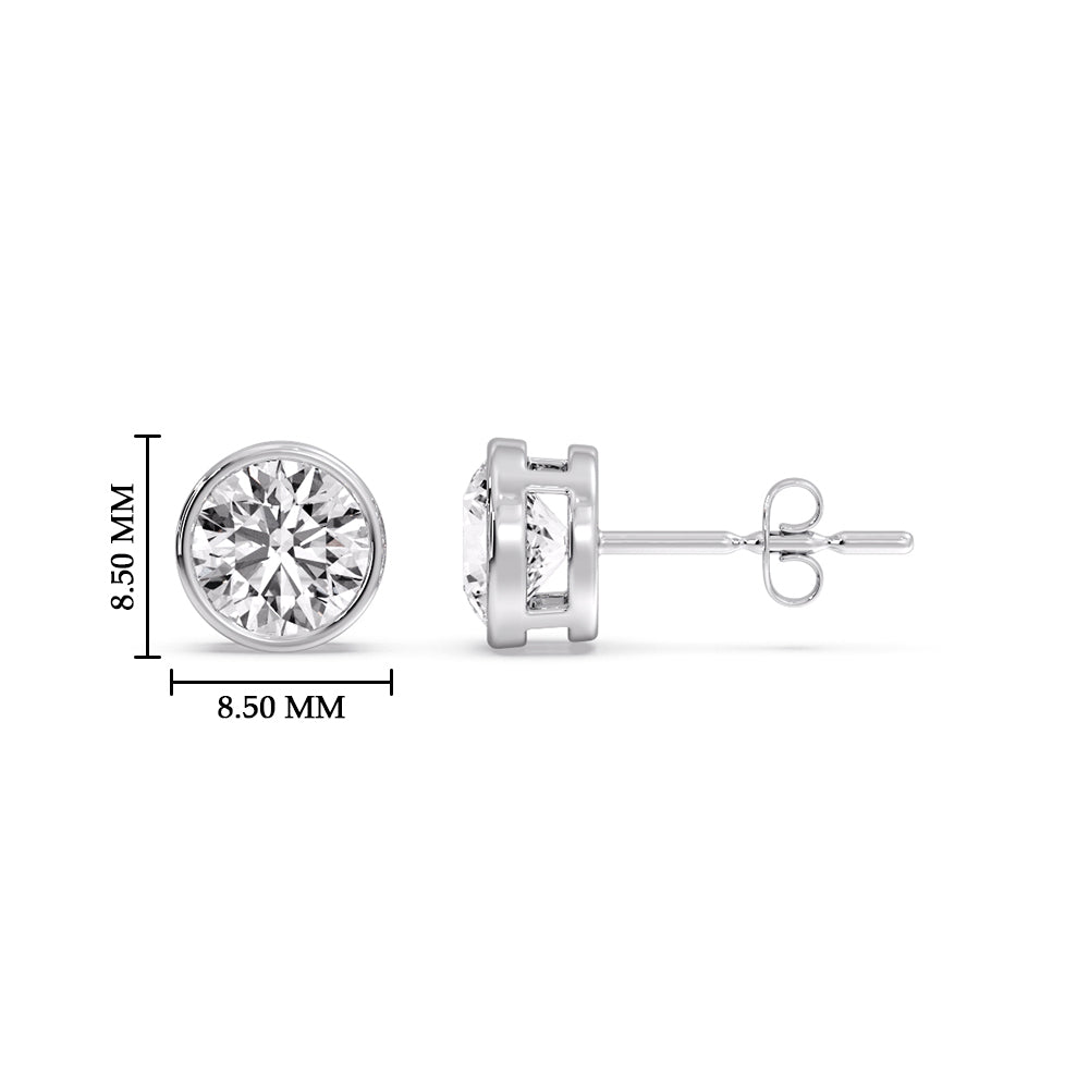 Round Cut Stud Bezel Set Earring Fascinating Diamonds