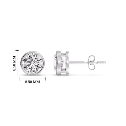 Round Cut Stud Bezel Set Earring Fascinating Diamonds