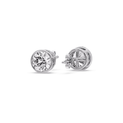 Round Cut Stud Bezel Set Earring Fascinating Diamonds