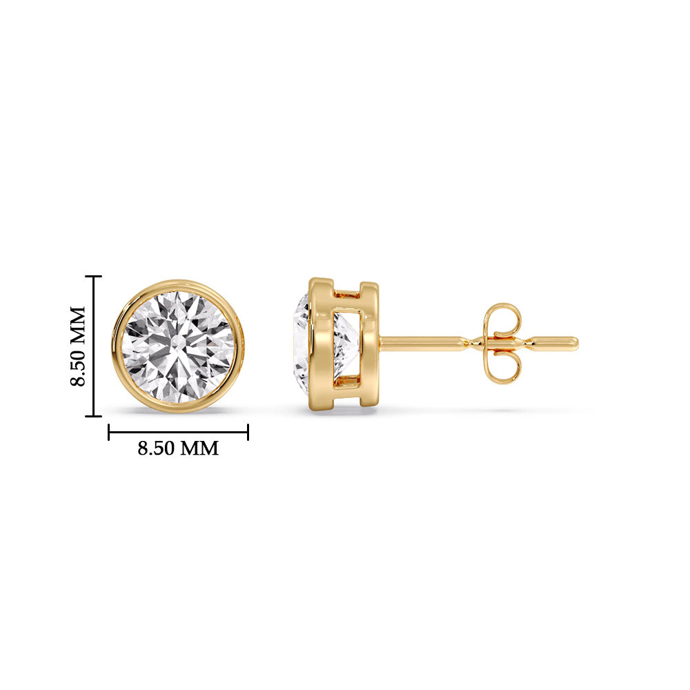 Round Cut Stud Bezel Set Earring Fascinating Diamonds