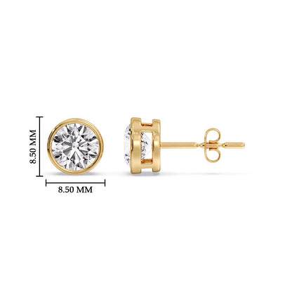 Round Cut Stud Bezel Set Earring Fascinating Diamonds